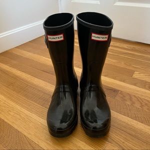Hunter Short gloss rain boots | Black | Sz 8